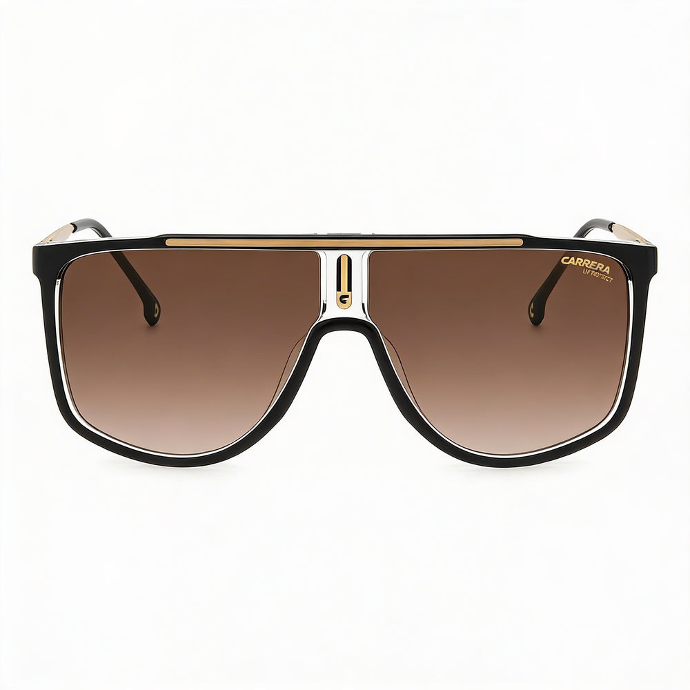 Carrera 1056/S Men's Black Gold Polyamide Pilot Sunglasses Gradient Brown Lenses 100% UV Protection 61mm