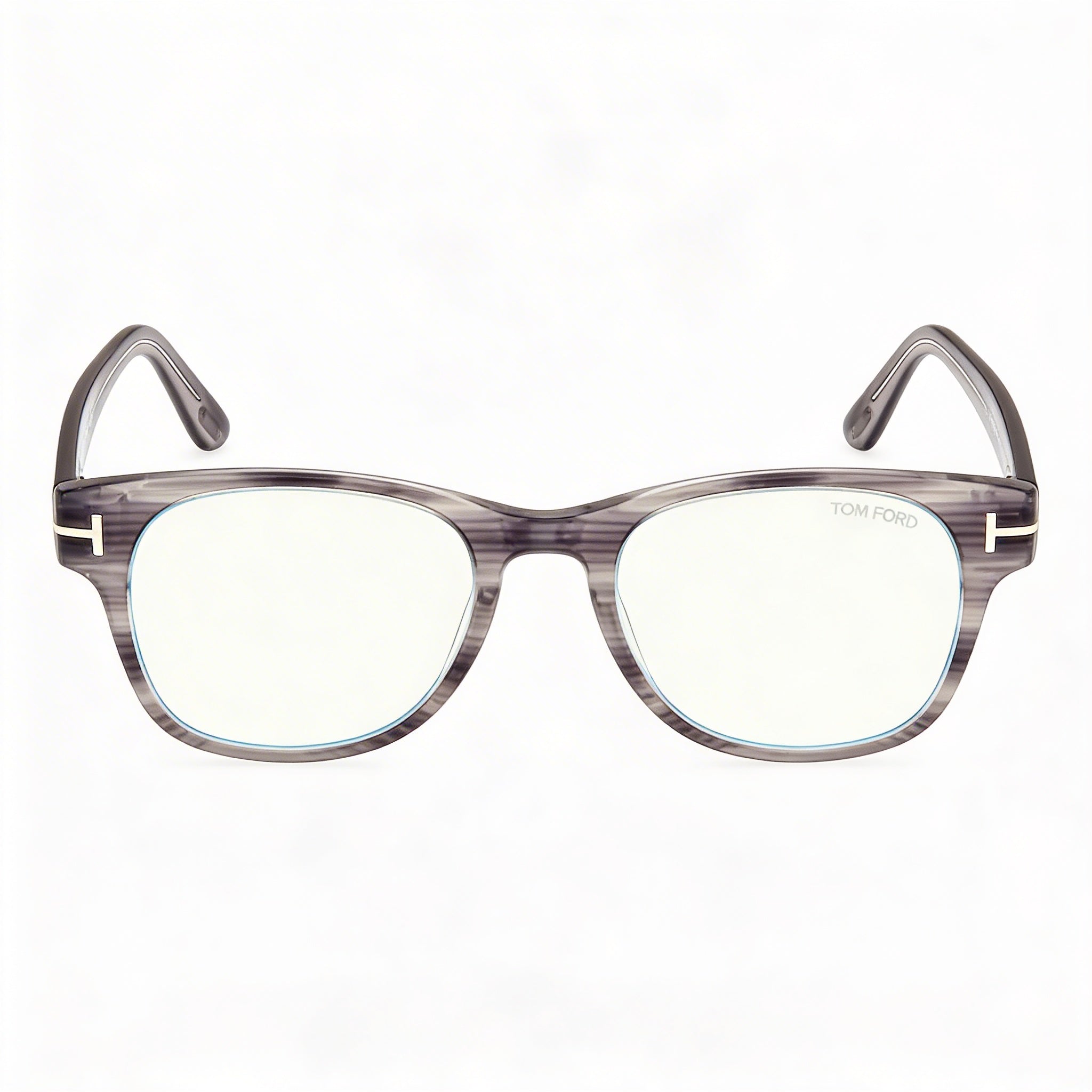 Gafas de sol Tom Ford FT5898-B para hombre, montura cuadrada de plástico con borde completo, rayas grises y azules, 52 mm, Photo 2