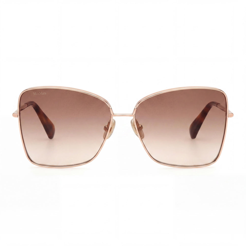 MaxMara Mm0097 Women's Shiny Rose Gold Acetate Frame Polycarbonate Lens UV 400 Non-Polarized Sunglasses 59mm