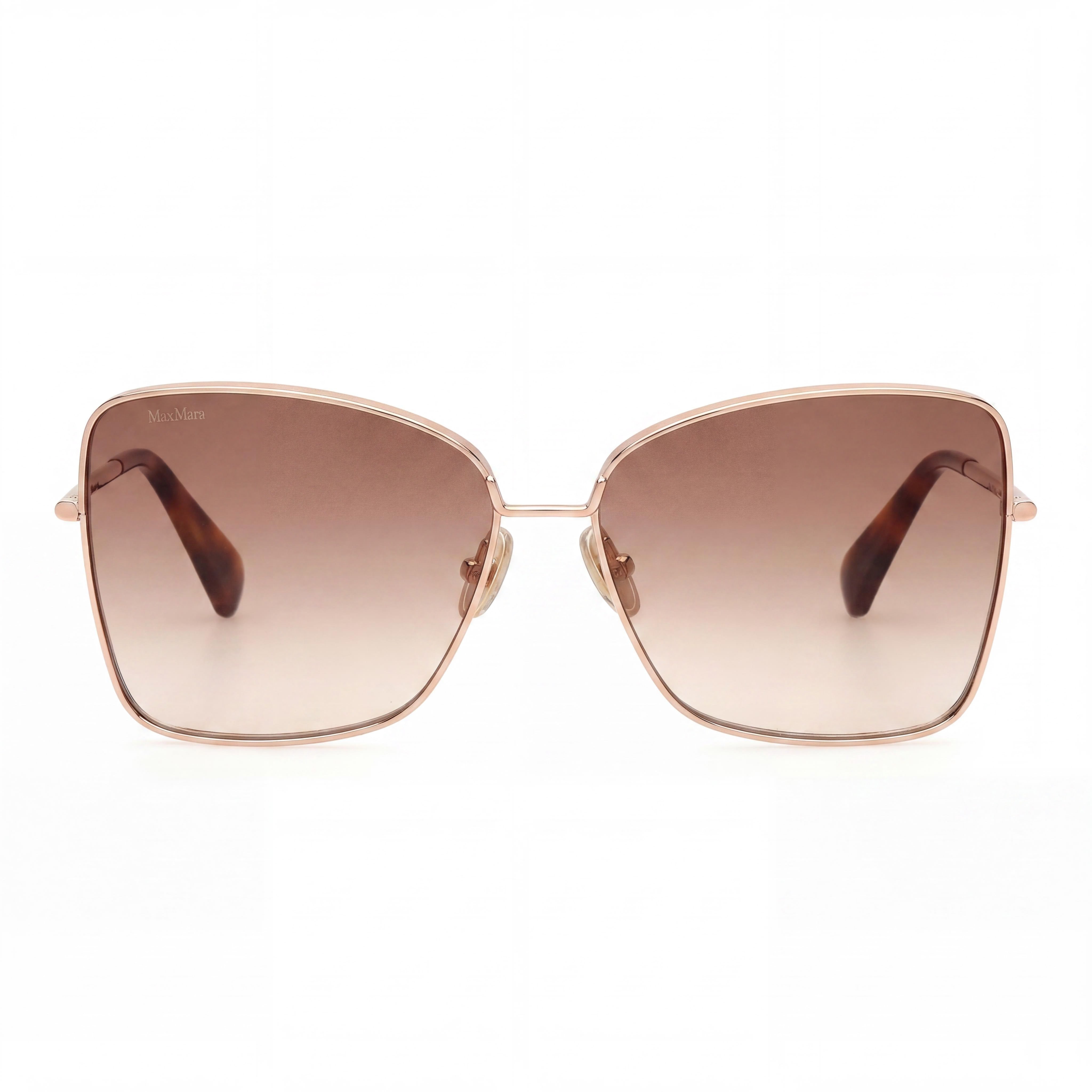 MaxMara Mm0097 Women's Shiny Rose Gold Acetate Frame Polycarbonate Lens UV 400 Non-Polarized Sunglasses 59mm, Photo 2
