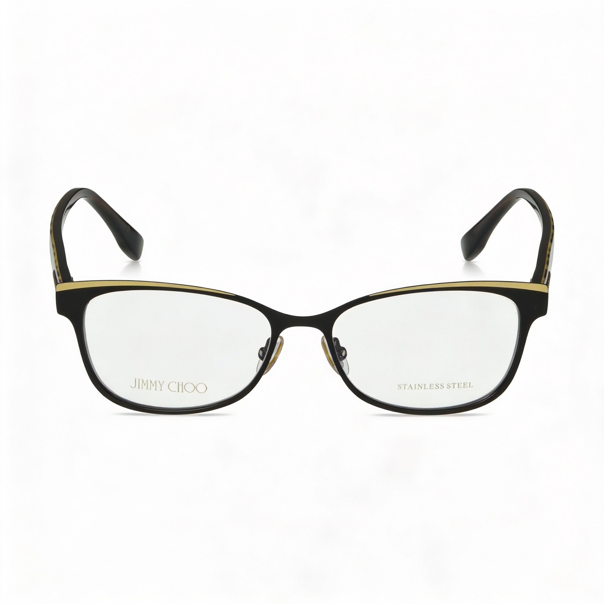 JIMMY CHOO Women's Fashion Eyeglasses Darkbrown Metal Frame with Polycarbonate Clear Lenses, 52mm, Photo 2