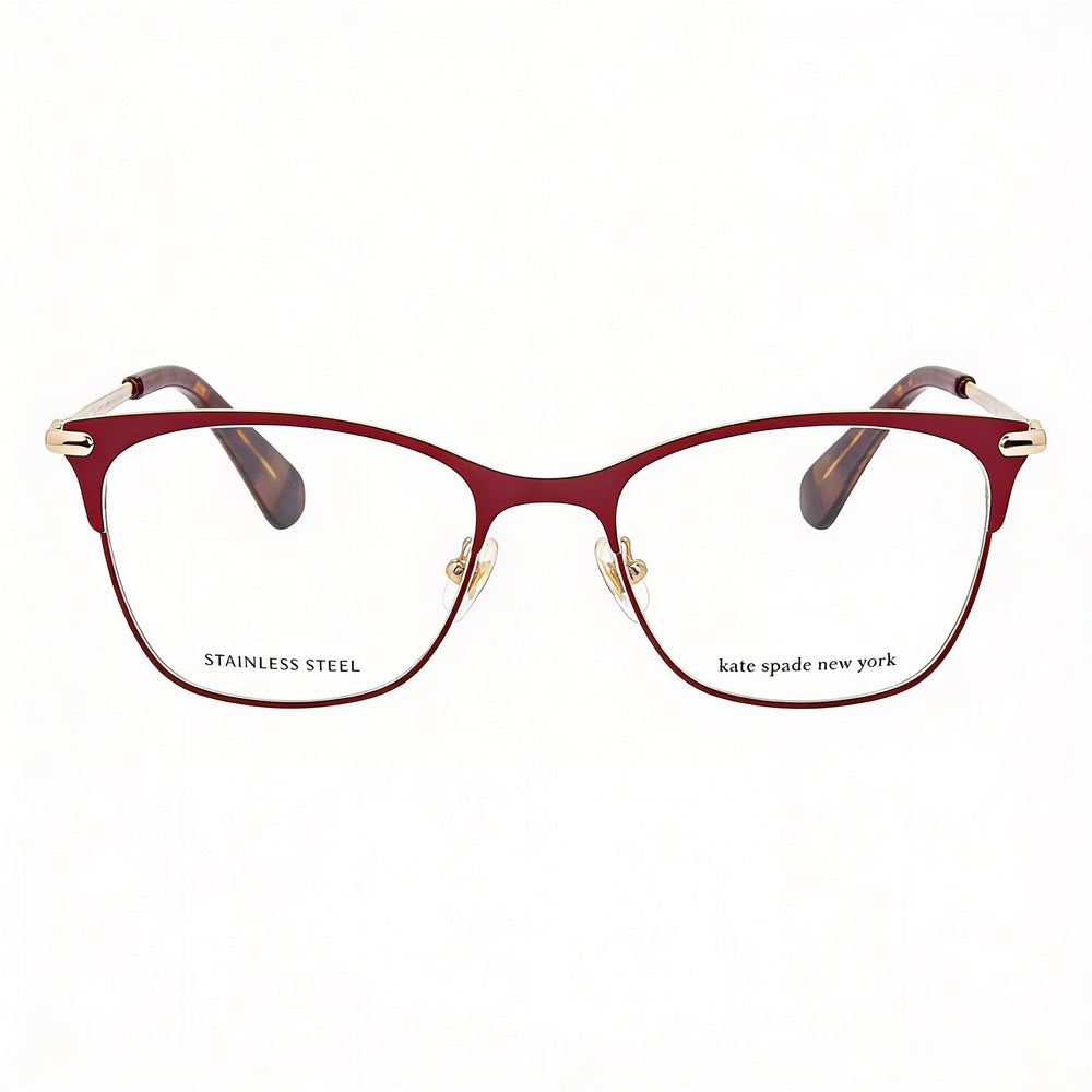 Gafas rectangulares Kate Spade New York para mujer, de metal color borgoña con lentes color borgoña 50-17-140