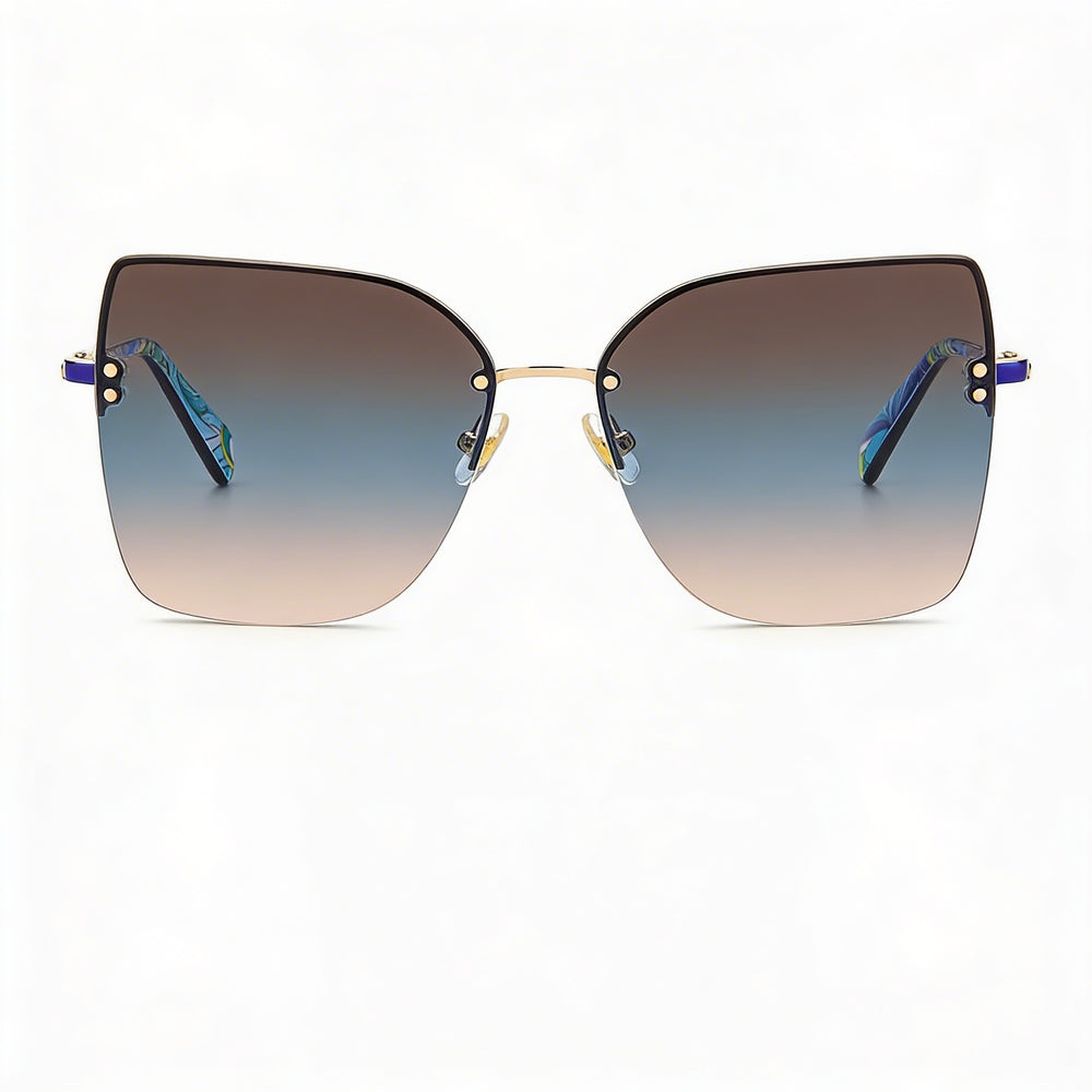 kate spade new york Ariella/G/S Unisex Gold Blue Brown Gradient Teal Stainless Steel Rimless Butterfly UV Protection Sunglasses 58mm