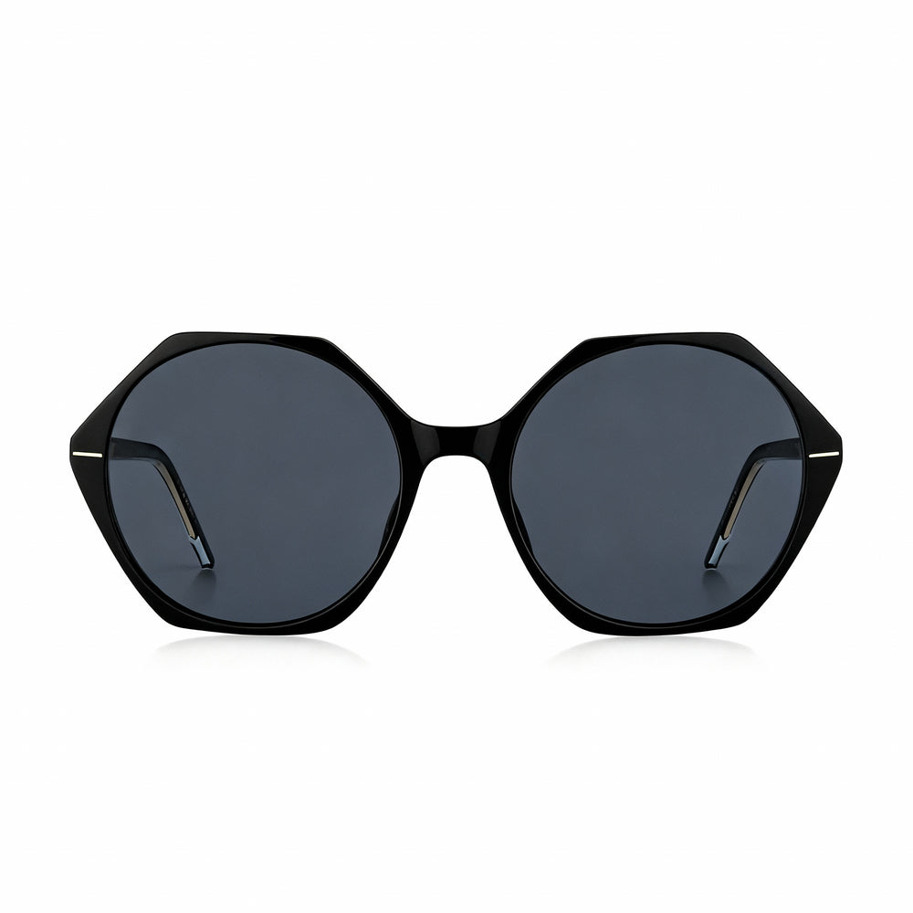 HUGO BOSS Light & Minimal Women's Acetate Non-Polarized Sunglasses Black Crystal Grey 56-18-140