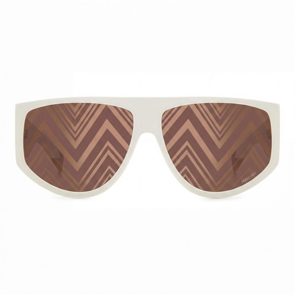 M Missoni Missoni Gafas de sol de acetato cuadradas de mujer, color marfil y marrón, lentes doradas con efecto espejo de 61 mm, Photo 2