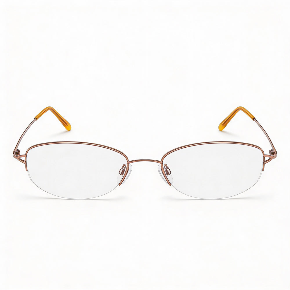 Flexon 635 Unisex Metal Optical Frames, Camel Blush, Clear Demo Lenses, Prescription Ready 53-18