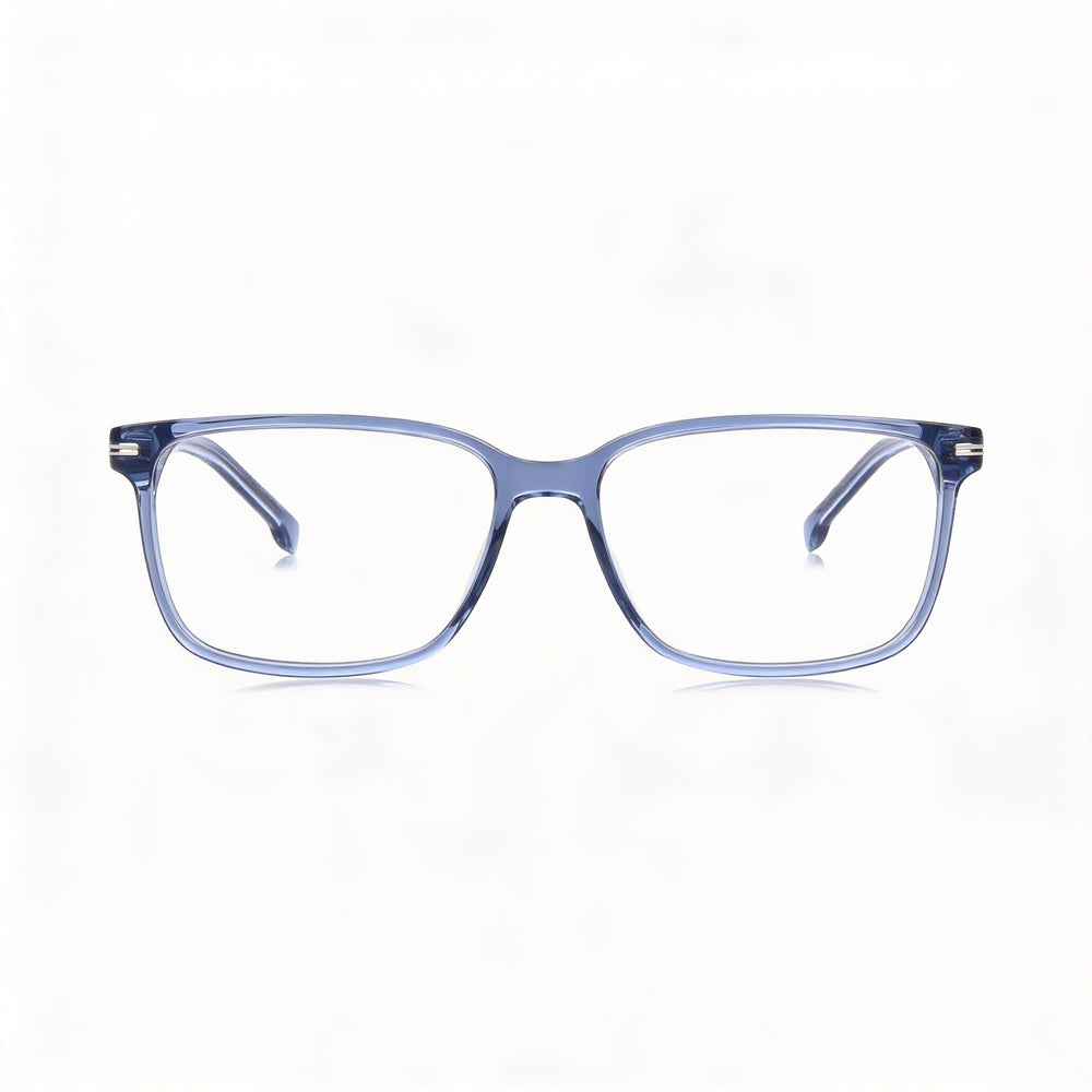 Gafas modernas de hombre Hugo Boss con montura de acetato azul y lentes de policarbonato azul no polarizadas de 57 mm