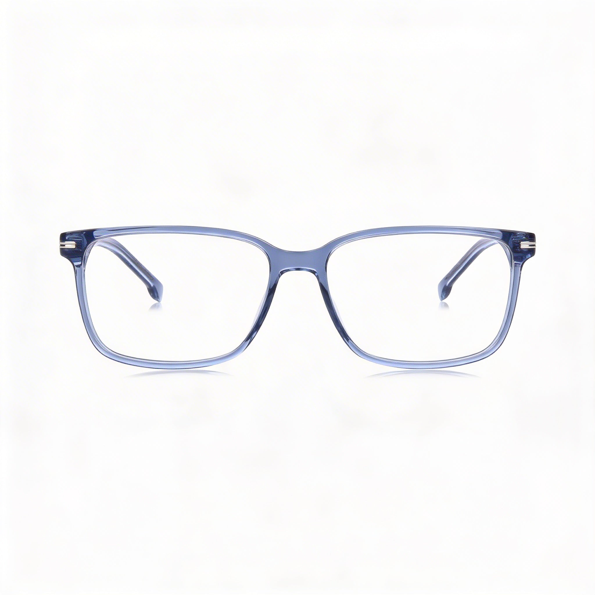 Hugo Boss Men's Modern Eyewear with Blue Acetate Frame and Matching Blue Non-polarised Polycarbonate Lenses 57mm, Photo 3