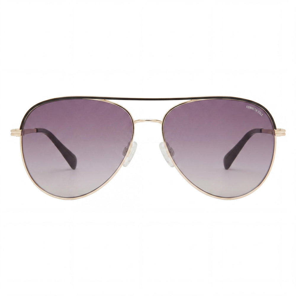 MARCOLIN USA, INC Gafas de sol de aviador para mujer con montura de metal brillante y lentes ahumadas, 100 % protección UV