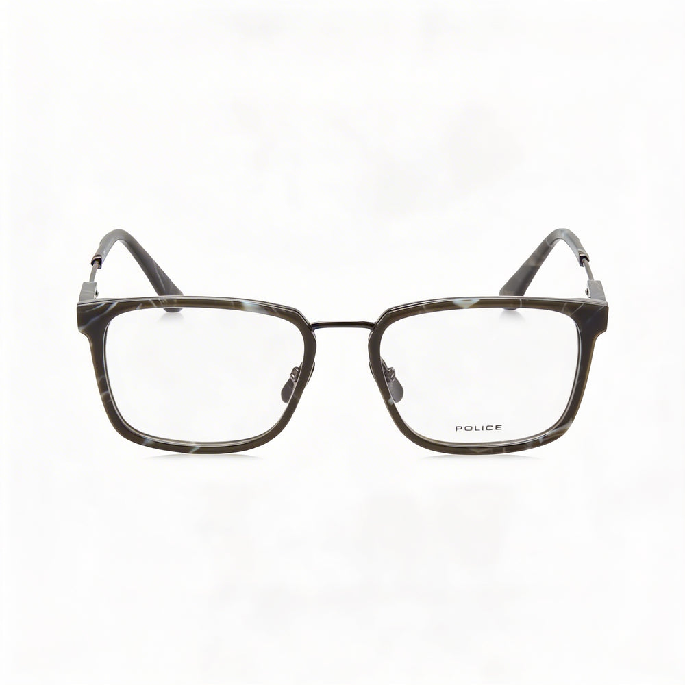 Gafas de policía clásicas para hombre con montura de pistola brillante y lentes de plástico