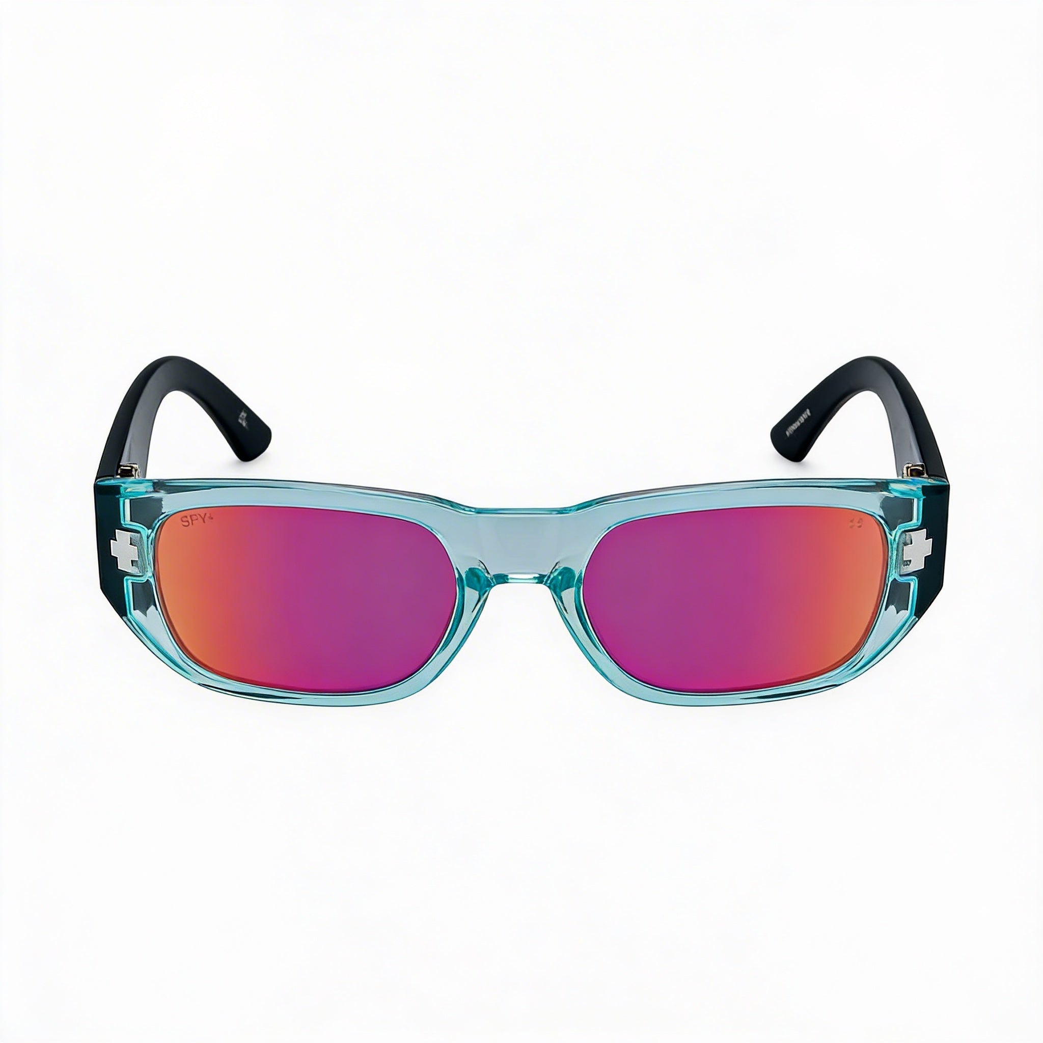 Gafas de sol no polarizadas Spy Optic Genre para mujer con Happy Lens, Translucent Aqua Matte Black, Happy Gray con espejo Purple Spectra, 54 mm, Photo 2