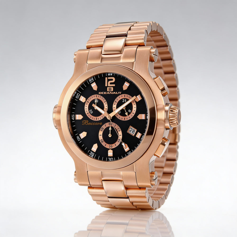 Reloj Oceanaut Baccara XL para hombre, color rosa y azul marino, de acero inoxidable, con cronógrafo de cuarzo, resistente al agua, de 50 mm.