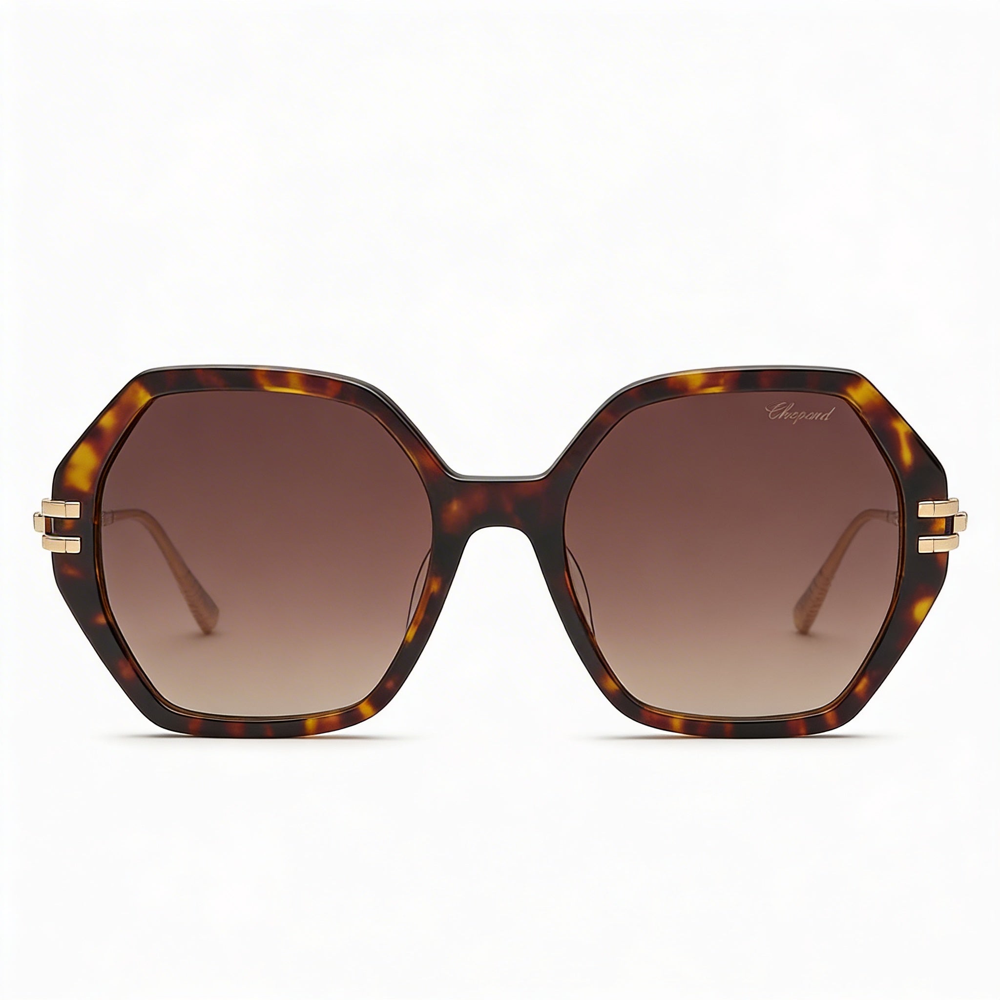 Chopard Sch370m Women's Dark Havana Cellulose Acetate Sunglasses with Brown Gradient Lenses, UV Protection 57-19-135, Photo 2