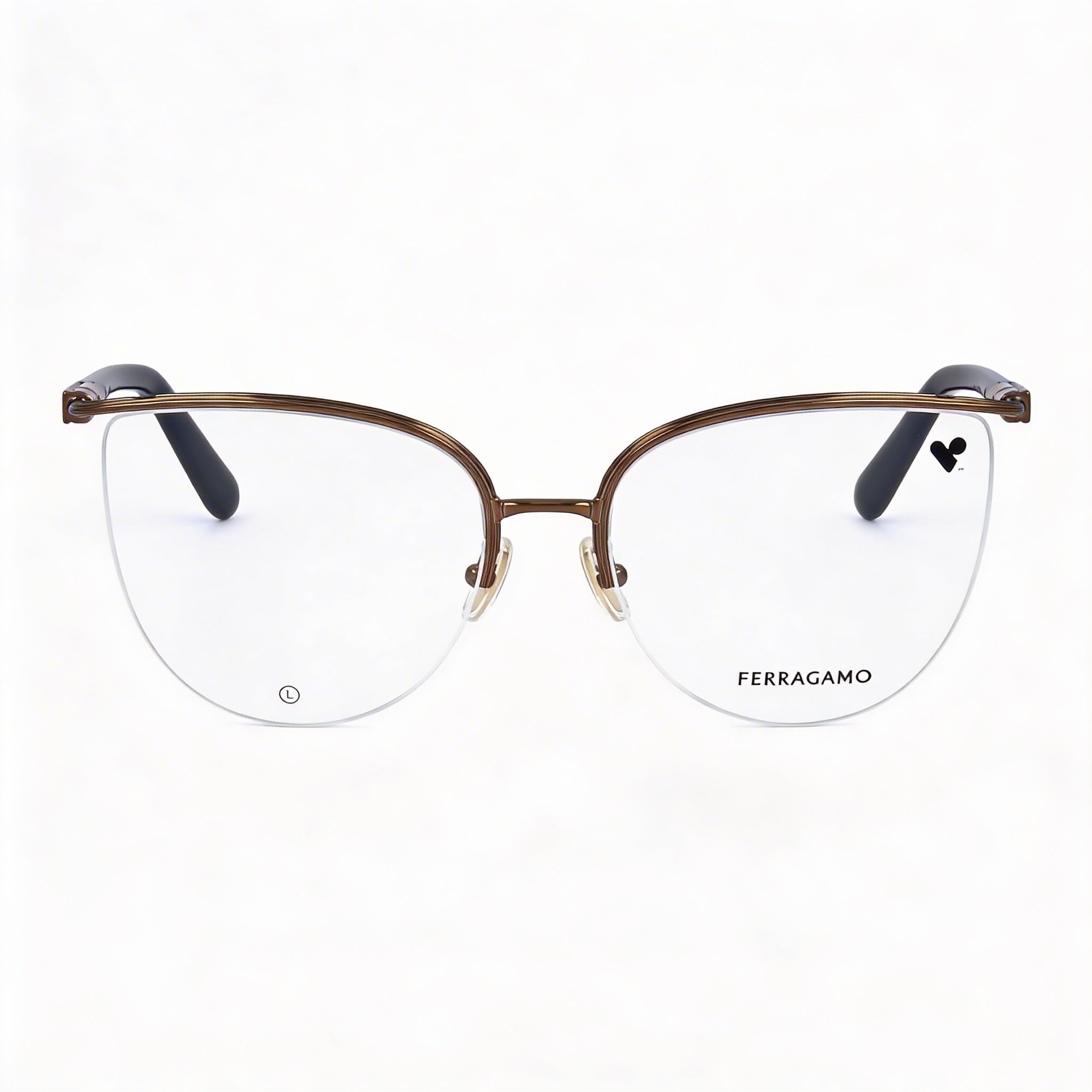 Gafas Ferragamo Sf2227 para mujer, color ámbar dorado con montura de metal y lentes de policarbonato de 56 mm, Photo 2