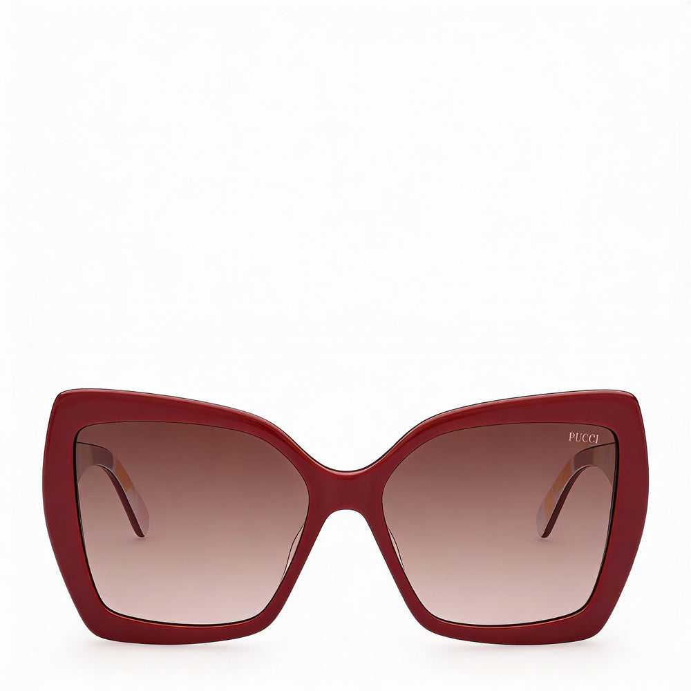 Emilio Pucci Casual Men's Plastic Sunglasses Red Tropicana Rose Peach Frame Gradient Brown Lens 58mm UV Protected