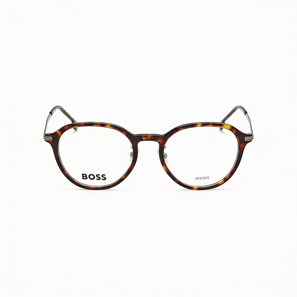 BOSS Casual Men's Acetate Optical Eyeglasses, Clear Non-Polarized Plastic Lenses 52-20-145