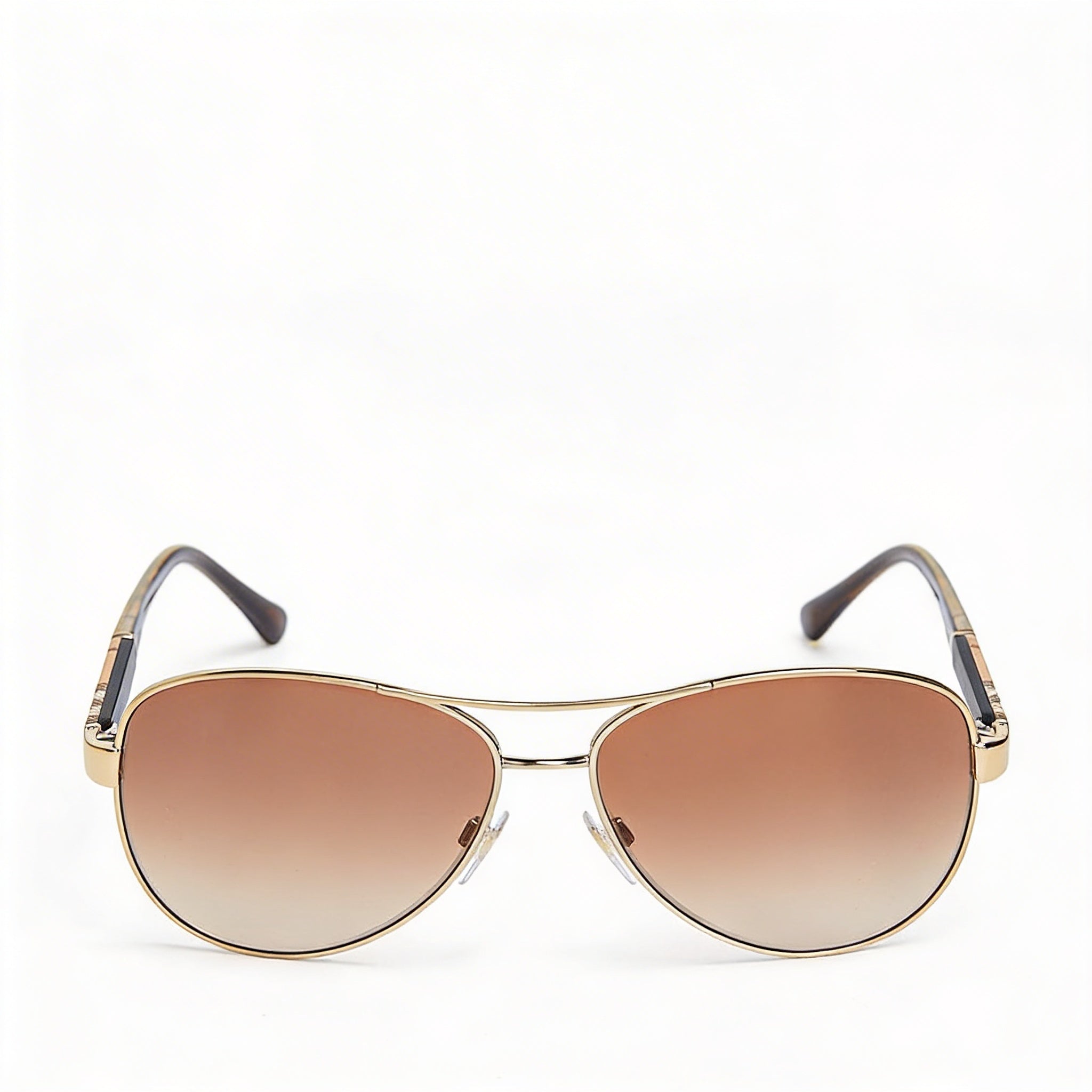 BURBERRY Gafas de sol casual unisex, montura de metal dorado claro, lentes degradadas marrones, protección UV 59-14-135, Photo 2
