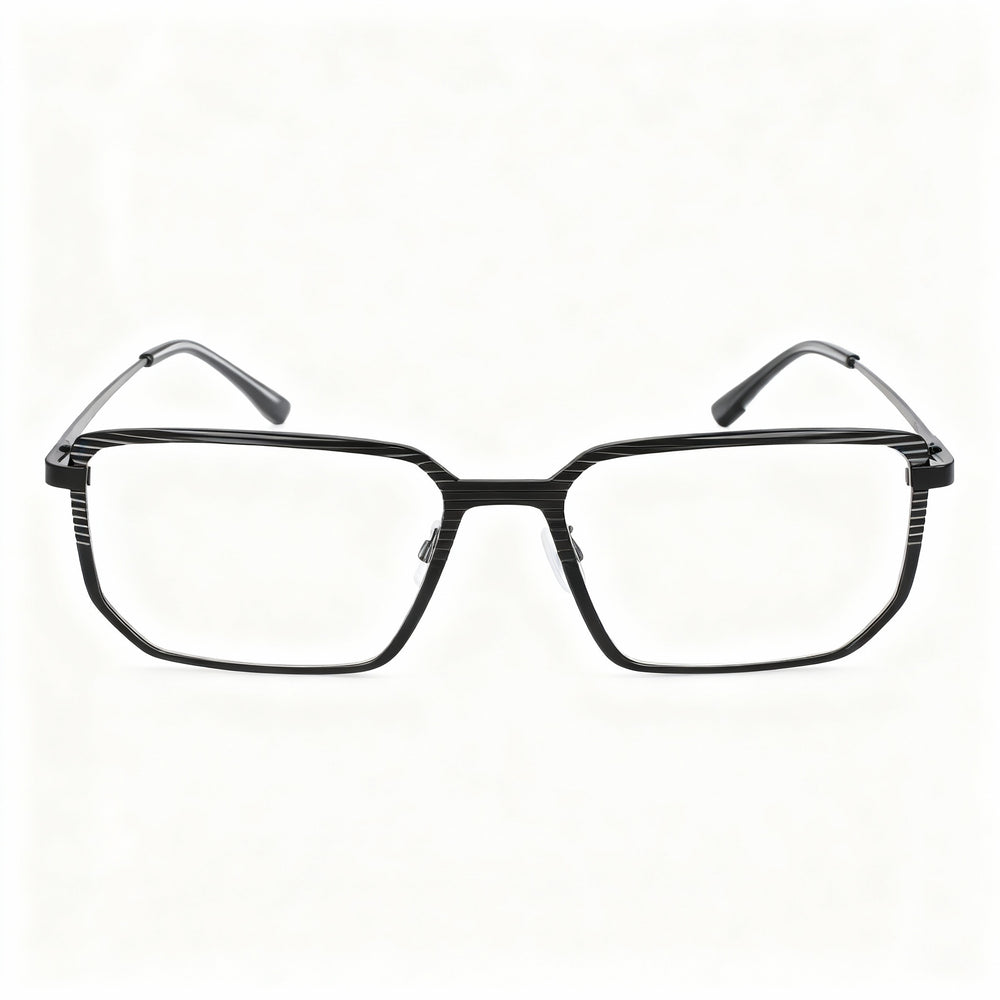 MCALLISTER Mc4531 Men’s Black Metal Rectangle Optical Eyeglasses with Polarized Clear Lenses 55-17-145