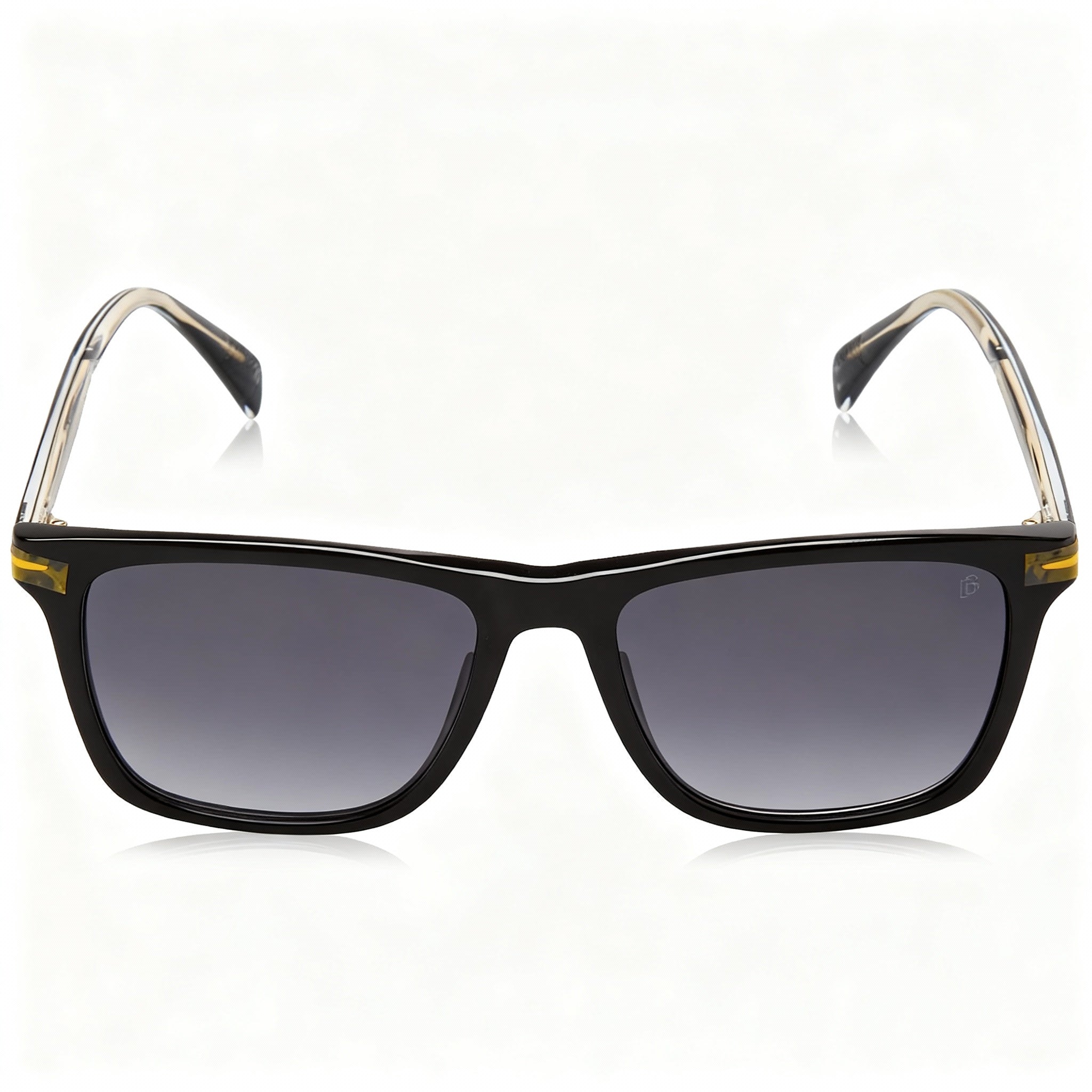 David Beckham DB 1092/S Unisex Rectangular Black Acetate Non-Polarized Gradient Sunglasses Dark Grey Shaded 55-17-145