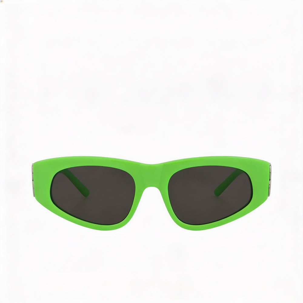 Balenciaga Women's Cat Eye Style Sunglasses with Green Silver Grey Acetate Frame and Grey Lenses 53mm