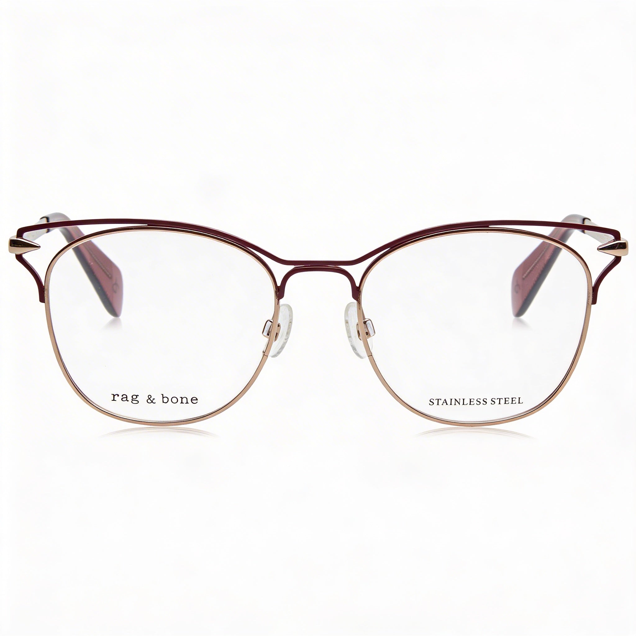 Gafas de sol modernas para mujer Rag & Bone con montura de aleación de acero en acabado rojo dorado, 51 mm de ancho de lente, Photo 2