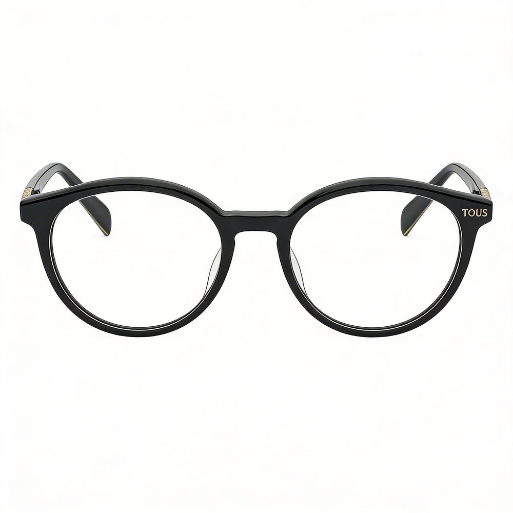 Gafas Ópticas TOUS Clásicas para Mujer con Montura Negra Brillante de Acetato de Celulosa, Listas para Receta, con Micas de Demostración 51mm