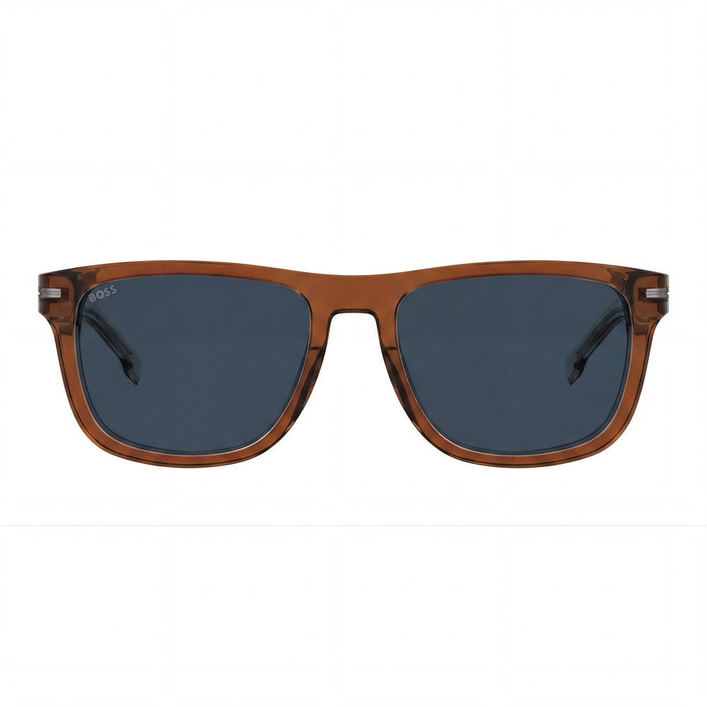 Hugo Boss Boss 1626/S Gafas de sol de hombre de acetato ecológico marrón con lentes azules y protección UV, 55mm