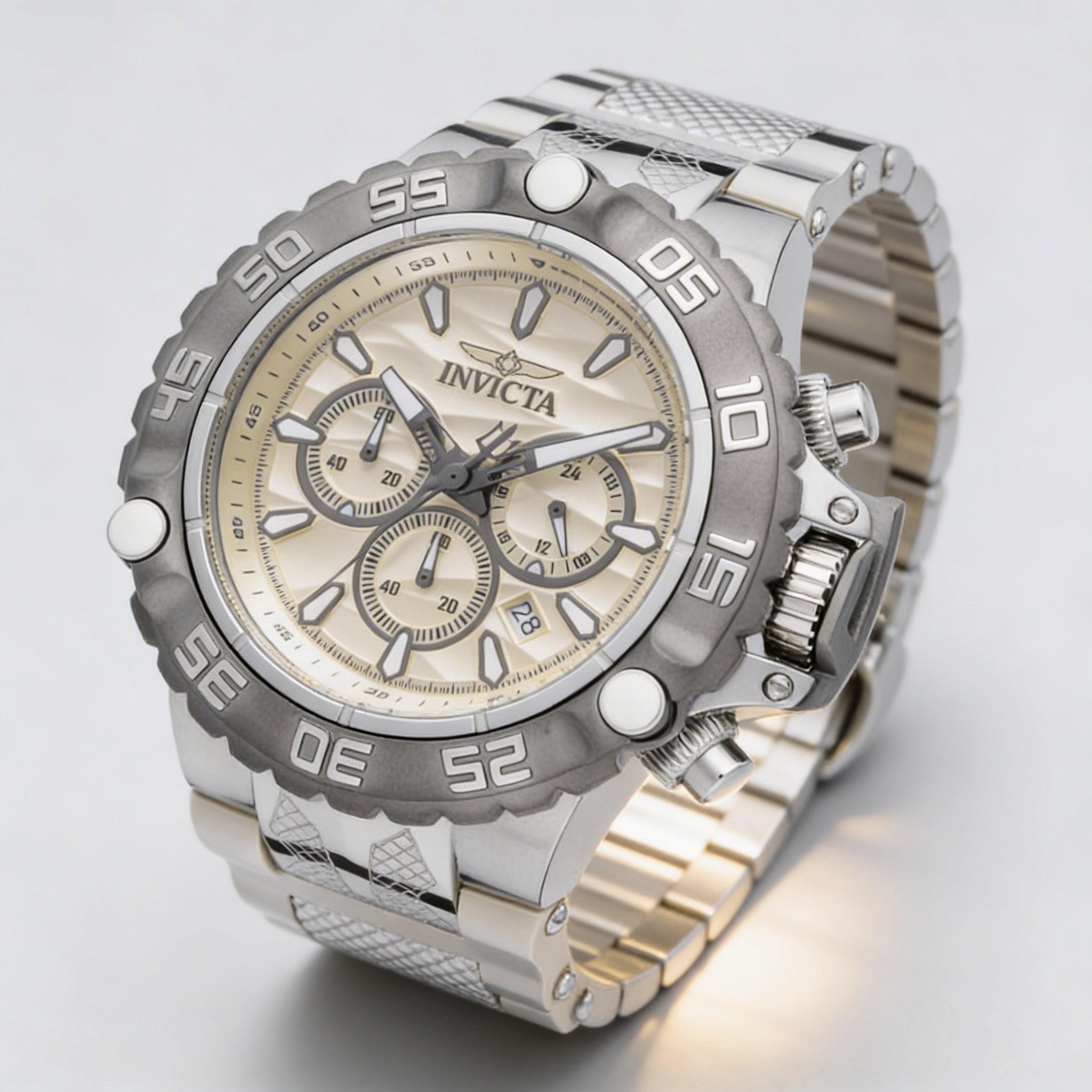 Reloj de pulsera Invicta Subaqua - Poseidon 48558 unisex de cuarzo, cronógrafo, acero inoxidable plateado, 55 mm, Photo 2