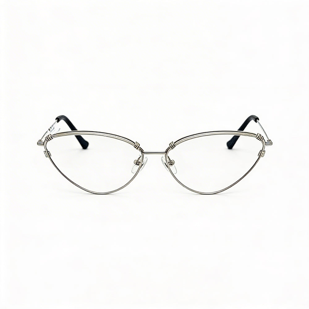 Gafas Adidas AOM012O Modelo 2019 de Ojo de Gato para Mujer, Montura Completa de Metal Plateado, Lentes Transparentes 57mm