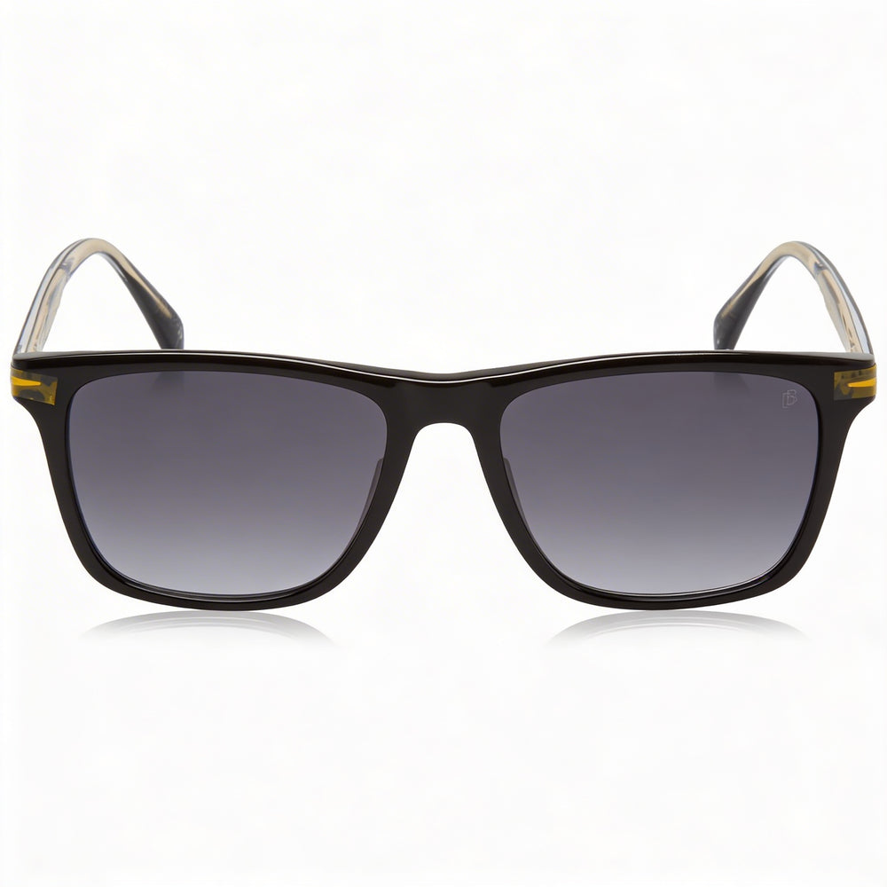 Gafas de sol unisex David Beckham DB 1092/S rectangulares de plástico, color negro y gris oscuro, sin polarizar, con protección UV, 55-17-145