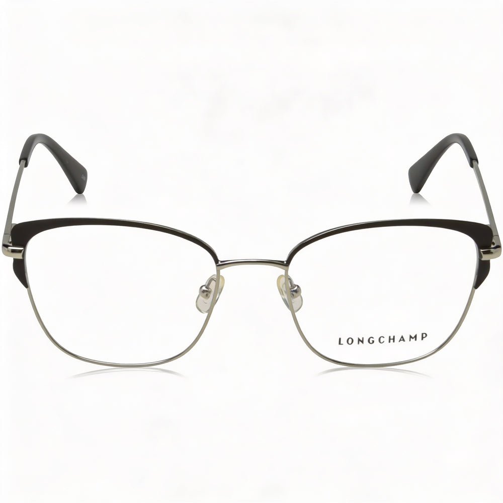 Longchamp LO2108 Women's Black Metal Cat Eye Prescription Ready Eyeglass Frames with Clear Demo Lenses 53mm