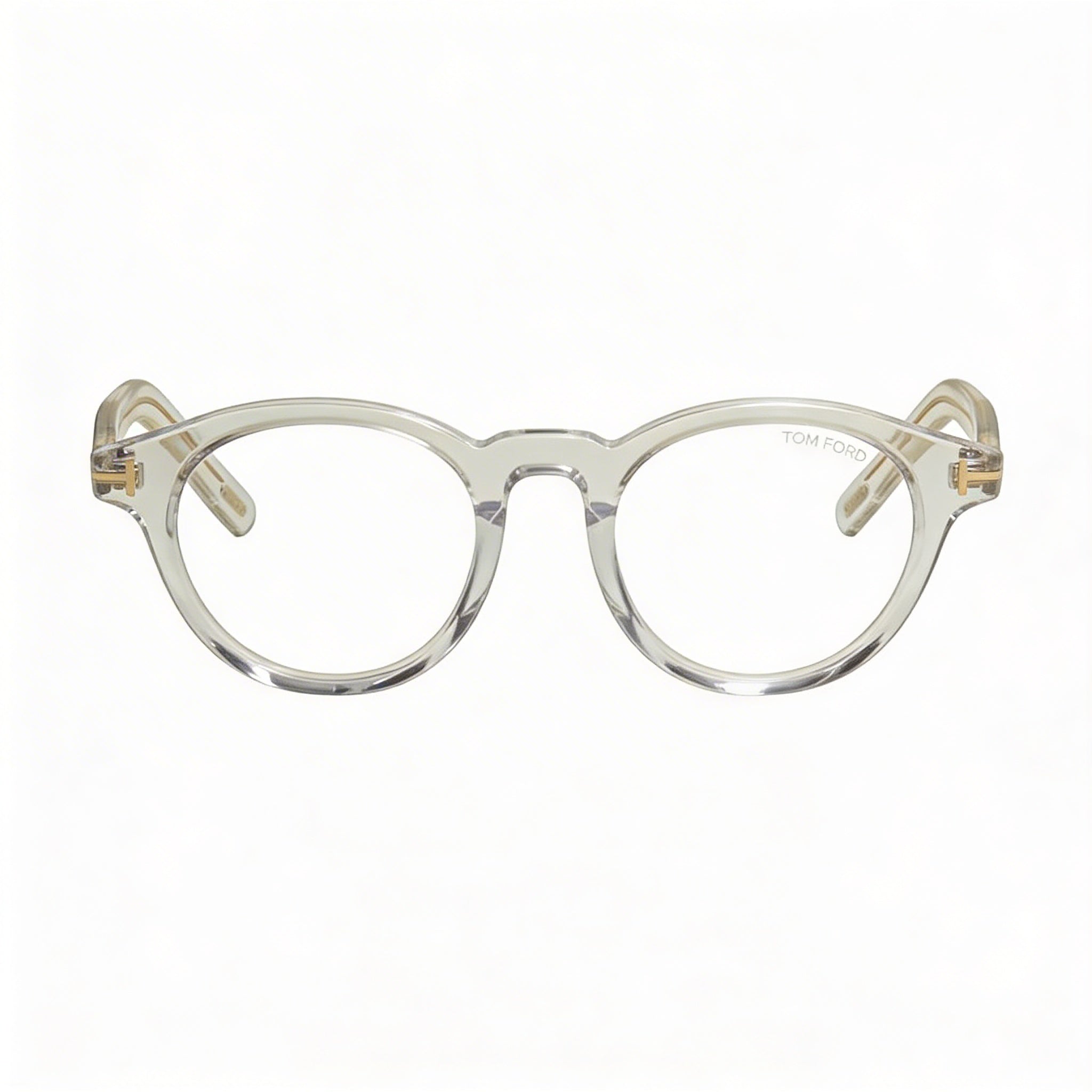 Tom Ford FT5931-D-B Gafas de Hombre de Montura Redonda Completa de Plástico Transparente con Lentes Transparentes con Bloqueo de Luz Azul 49mm, Photo 1
