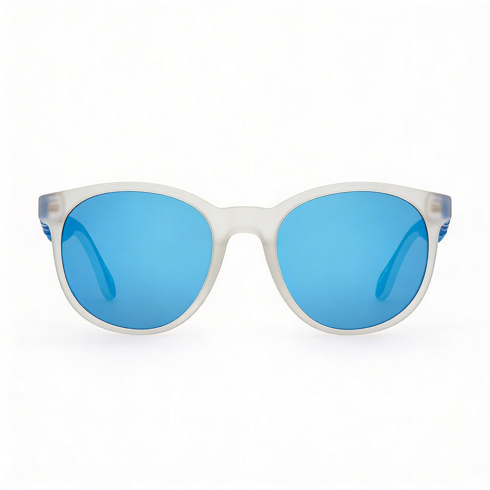 Adidas Men's Sunglasses, 100% UV Protection, Plastic, Crystal Blue Frame, Blue Mirror Lenses, 53mm