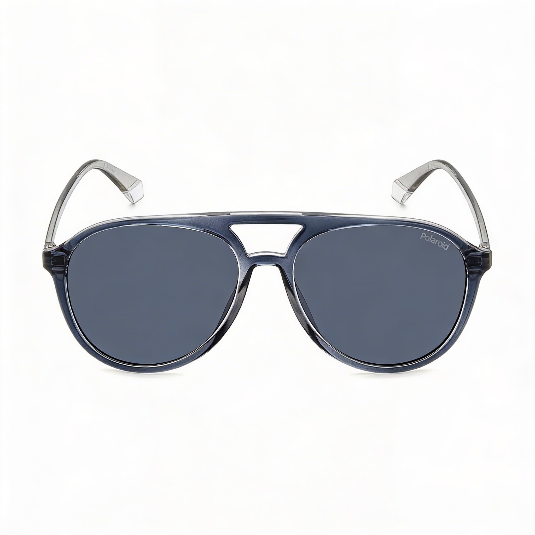 Gafas de sol de aviador Polaroid casuales para mujer de policarbonato con montura gris azul, lente azul polarizada, 100% protección UV, 56 mm, Photo 2