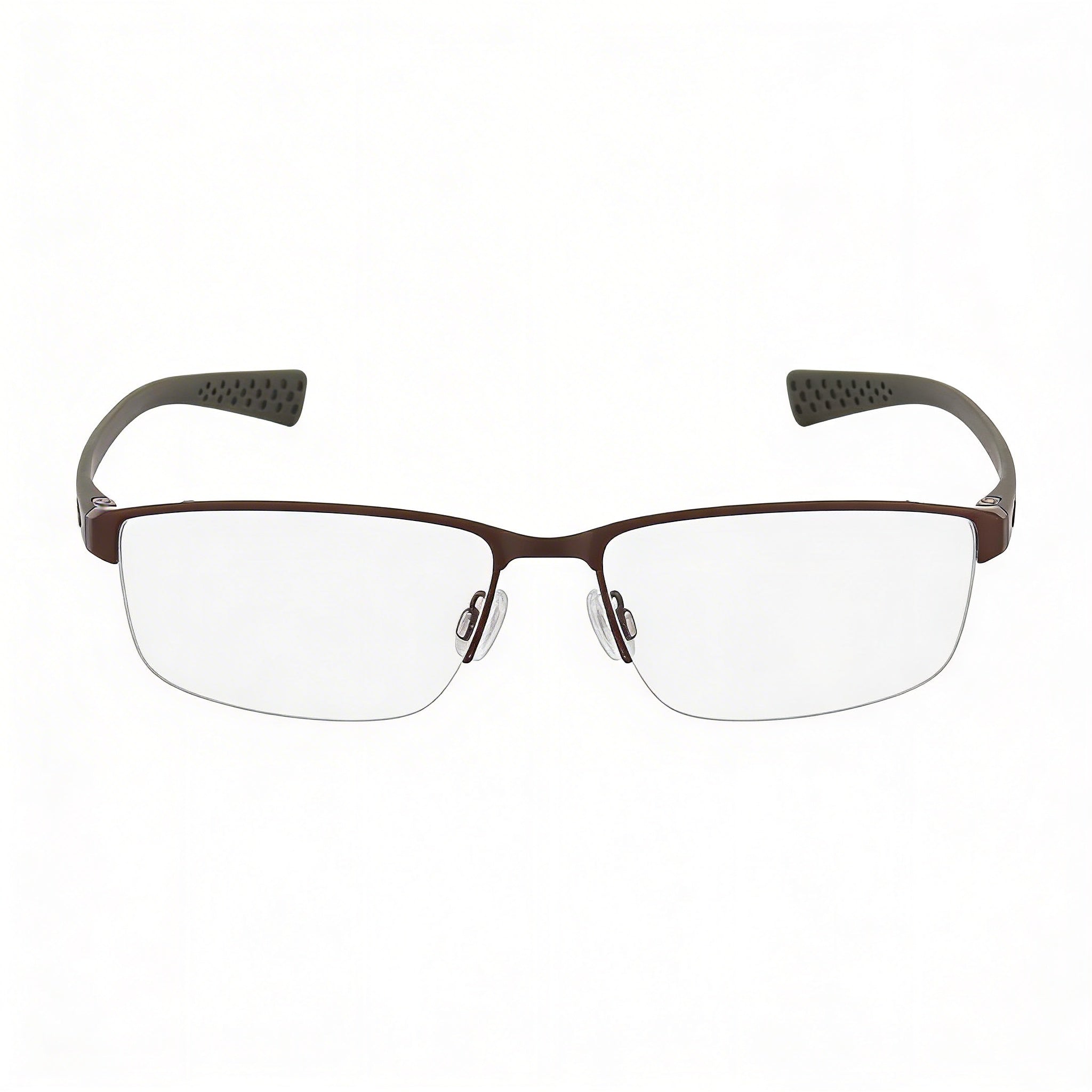 Nike Casual Men's Prescription Eyeglasses with Transparent Plastic Lenses in Walnut Cargo Khaki, Size 56-16-140, Photo 2