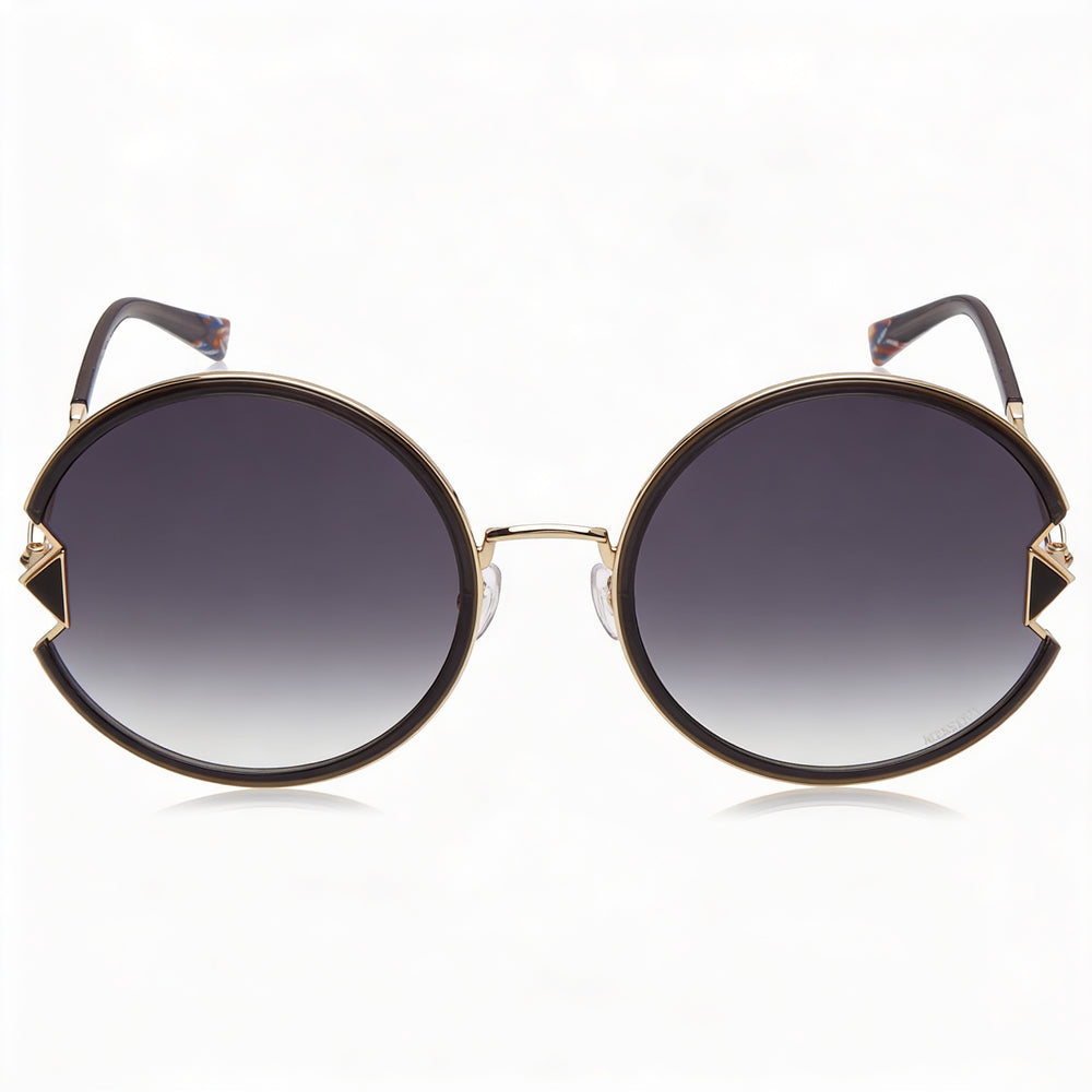 Gafas de sol Missoni MIS 0074/S ovaladas para mujer, doradas, negras y grises oscuras, de acero inoxidable, 100 % protección UV, 59 mm