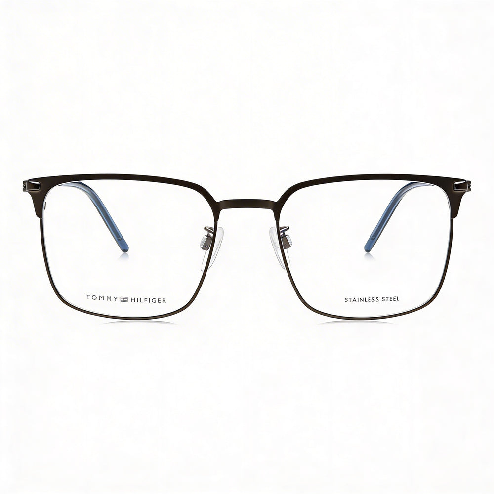 Gafas de sol Tommy Hilfiger modernas unisex de acero inoxidable con montura rutenio mate, lentes negras no polarizadas de 54 mm