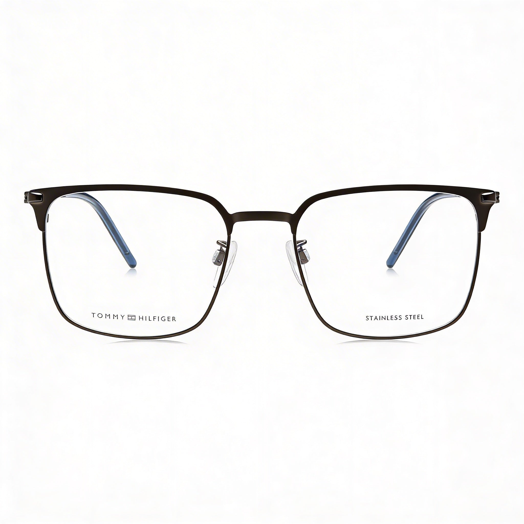 Gafas de sol Tommy Hilfiger modernas unisex de acero inoxidable con montura rutenio mate, lentes negras no polarizadas de 54 mm, Photo 2