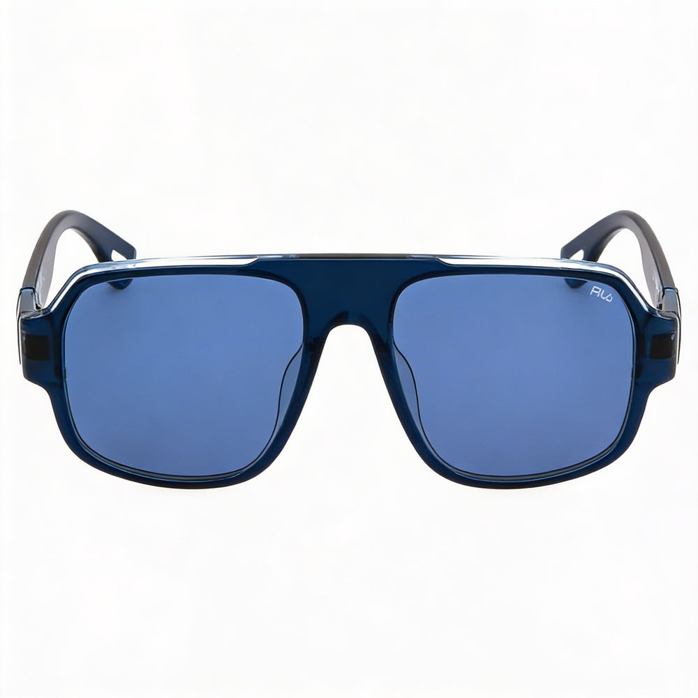 Gafas de sol unisex Fila Casual Navigator con montura de acetato transparente azul, lentes de POLIÉSTER CR39, 54mm