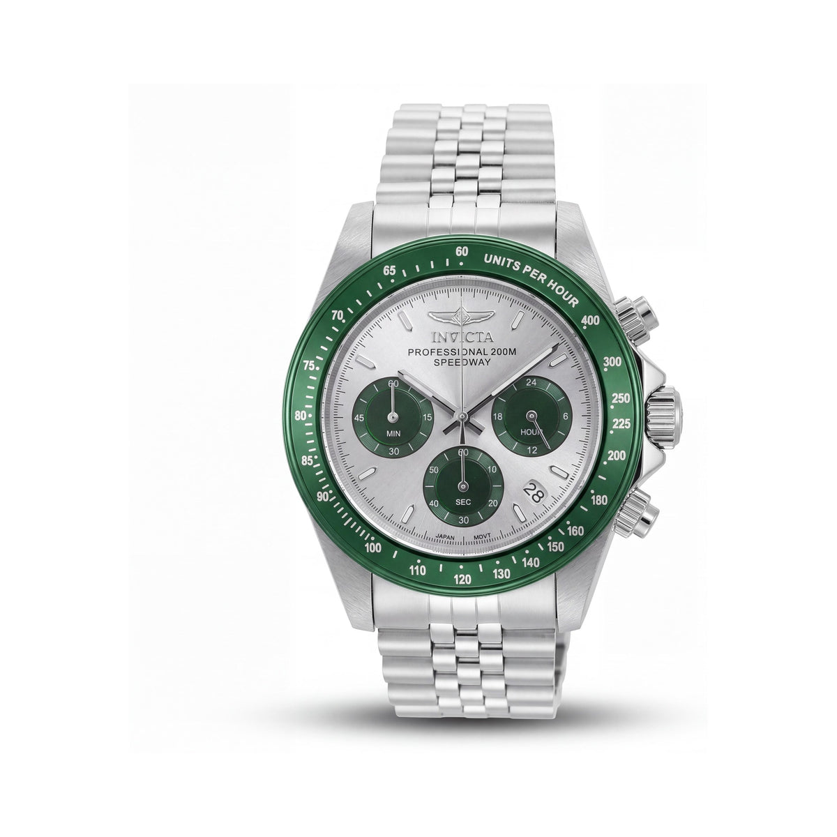 Invicta Speedway 36734 Reloj unisex de cuarzo con caja de acero inoxidable plateada de 39,5 mm, manecillas luminosas, resistente al agua, Photo 1