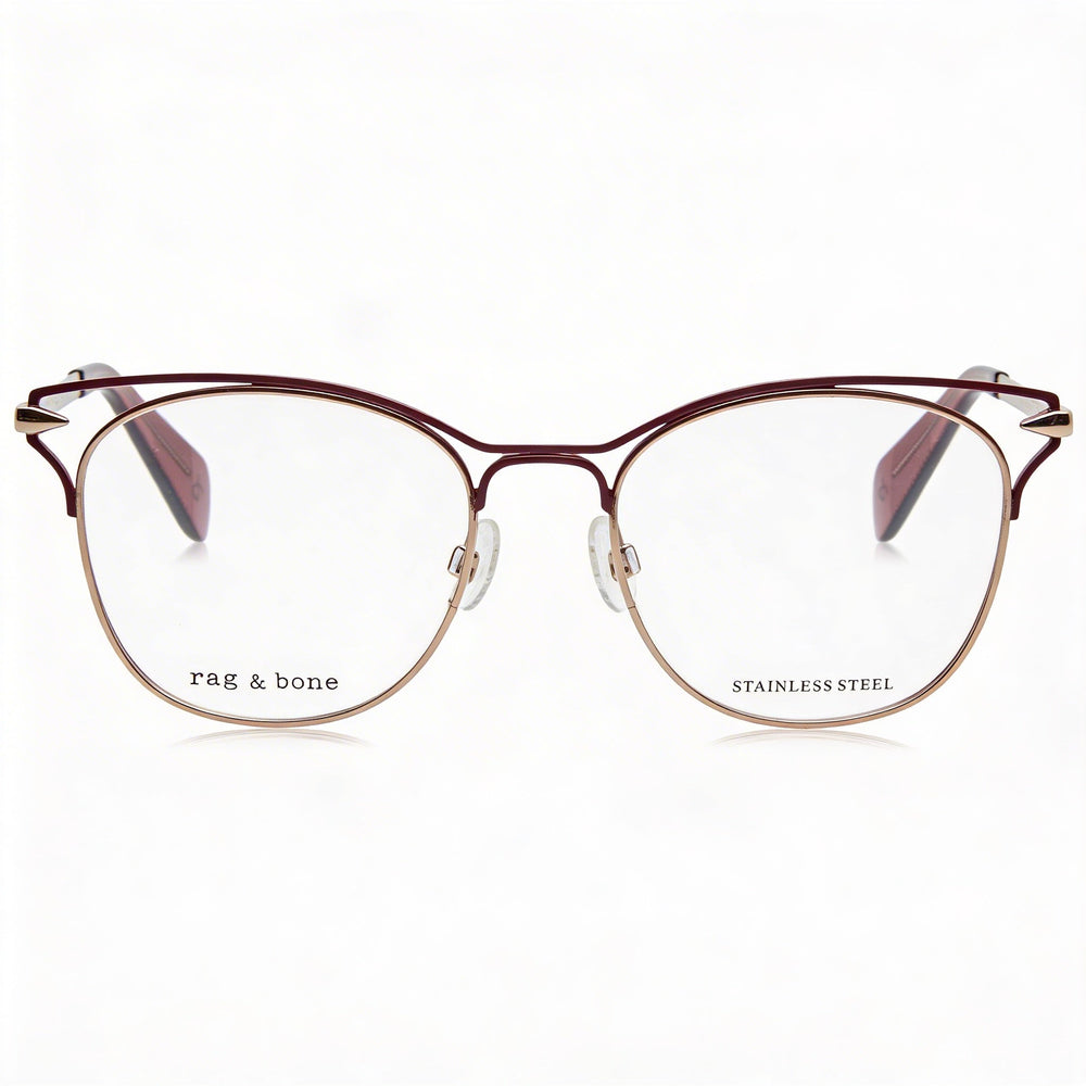 Gafas de sol modernas Rag & Bone para mujer, montura de acero de aleación de oro rojo, lentes de policarbonato de 51 mm