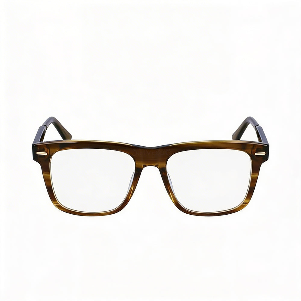 Calvin Klein Ck22538 Gafas de sol unisex con montura de acetato y lentes polarizadas, diseño a rayas, color oliva, 55 mm