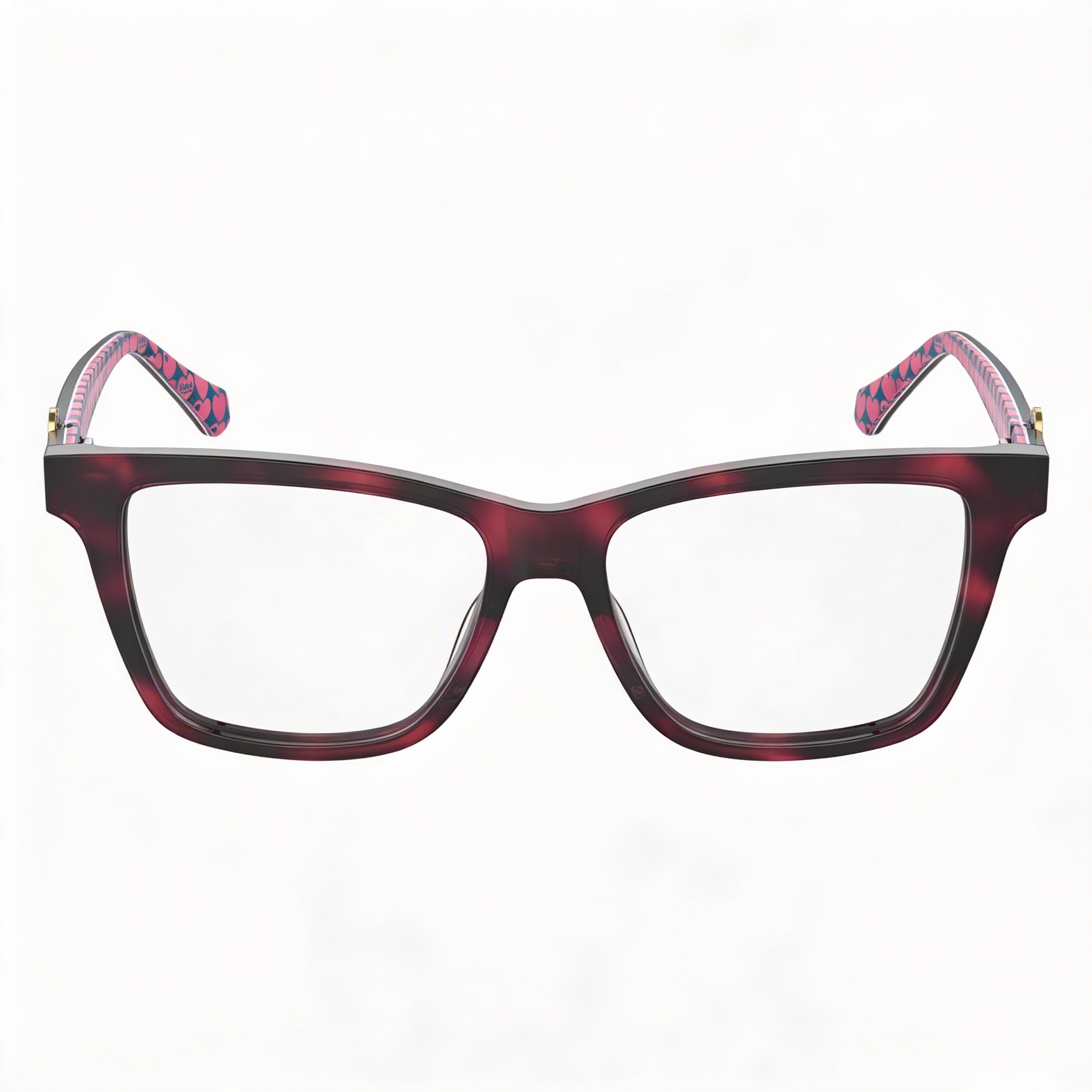 Love Moschino Rectangular Square Women's Multicolored Acetate Eyeglasses 52mm Clear Demo Lenses, Photo 2