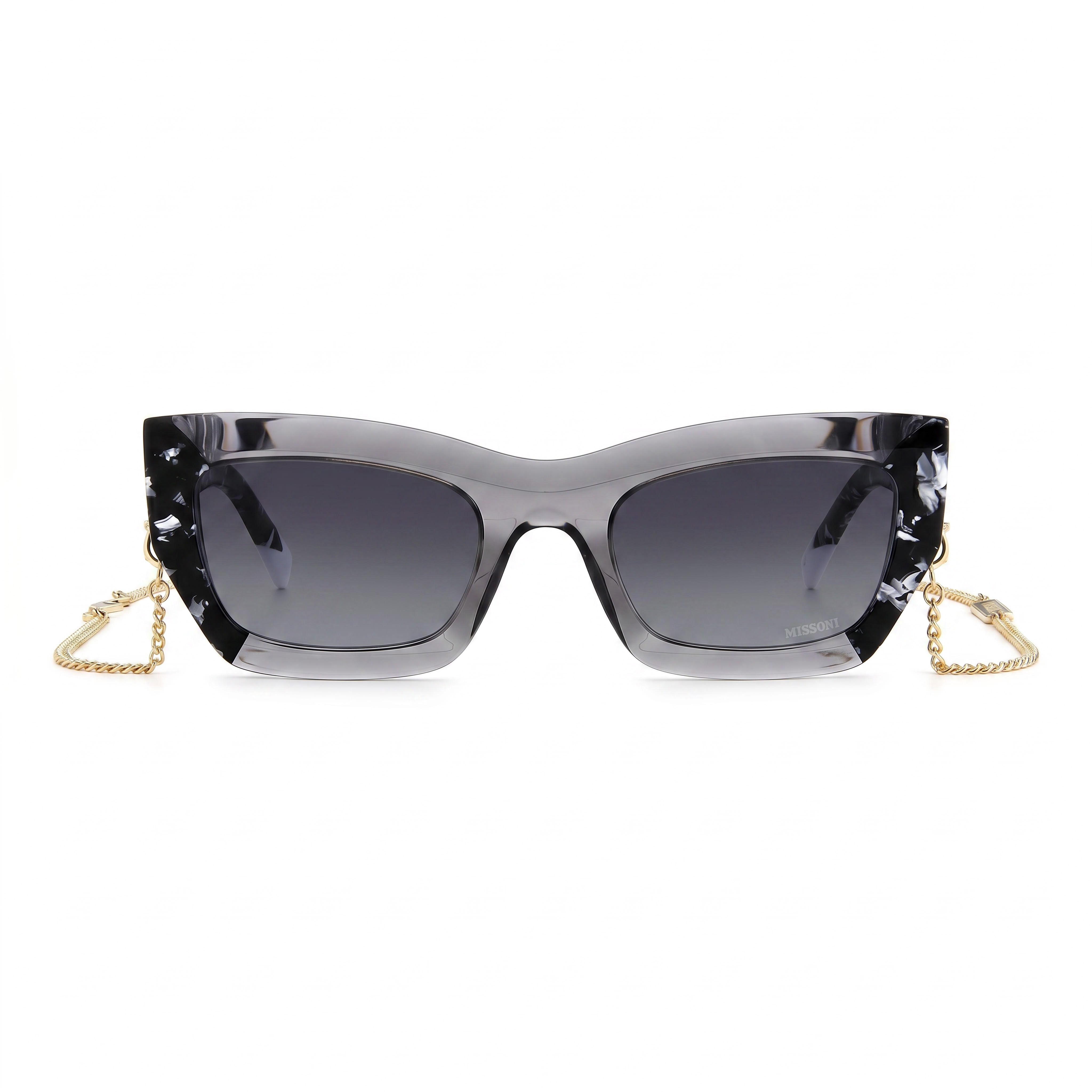 M Missoni Missoni Seasonal Women's Rectangular Plastic Dark Grey Shaded Non-Polarized Sunglasses 53mm, Photo 2