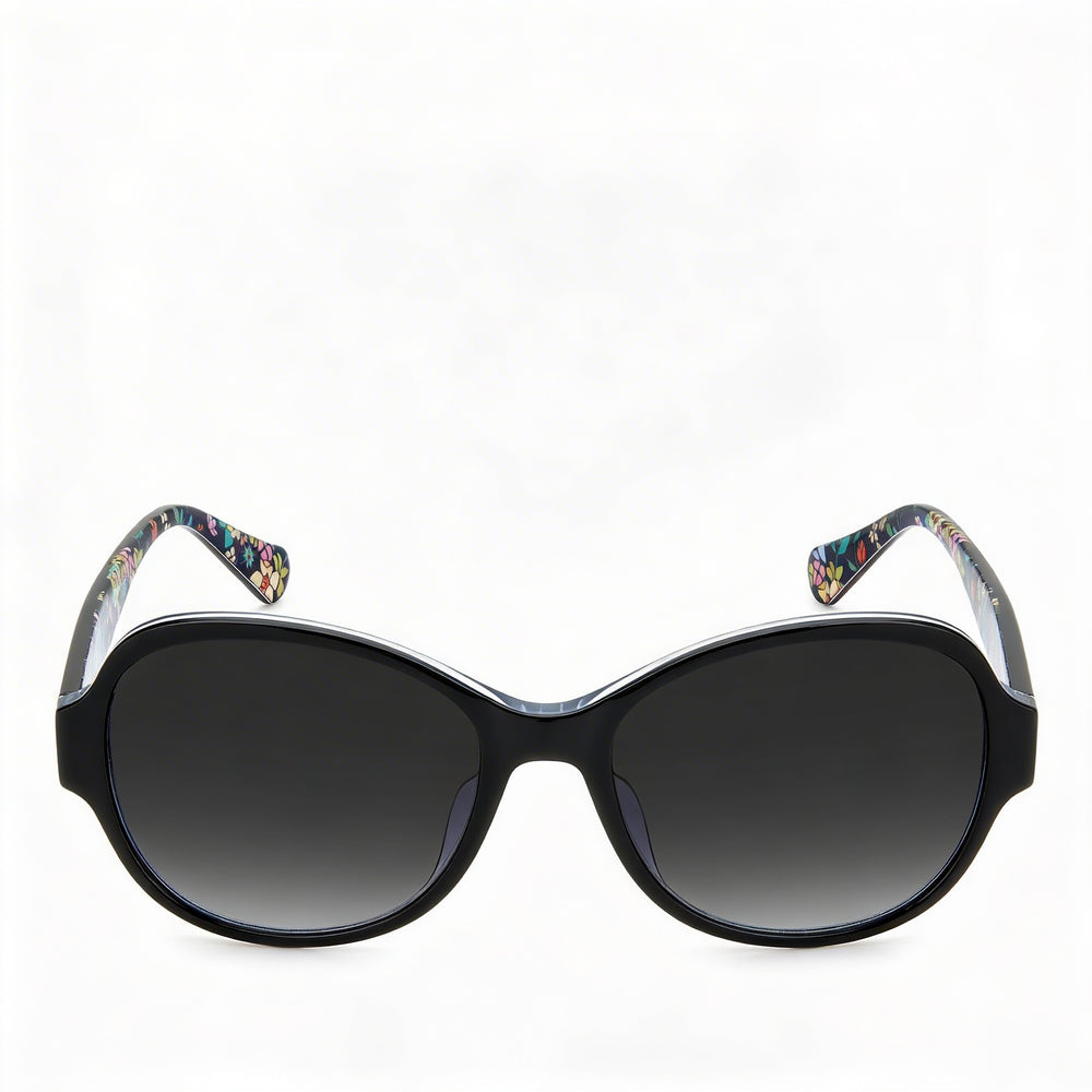 Kate Spade New York Classic Women's Black Acetate Cat Eye Dark Grey Shaded UV Protection Sunglasses 57