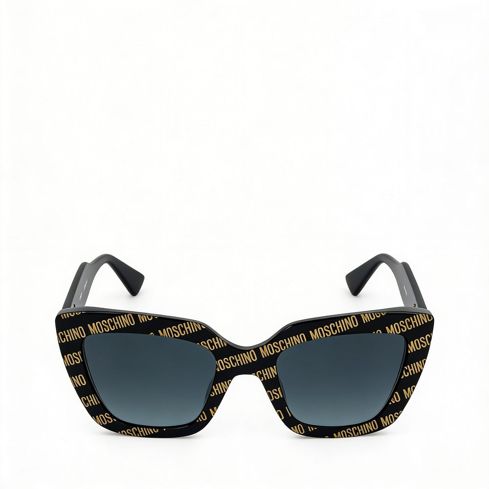 Gafas de Sol Moschino MOS148/S Cat Eye de Plástico Negras con Patrón Degradado Gris Sombreado No Polarizadas con Protección UV para Mujer 52mm