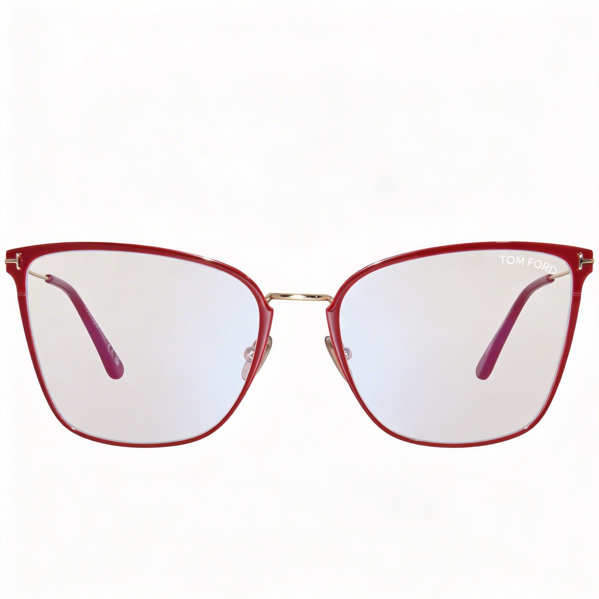 Gafas Tom Ford Modern FT5839-B para mujer, cuadradas, de metal fucsia brillante, con lentes transparentes y bloqueo de luz azul, 56 mm, Photo 2
