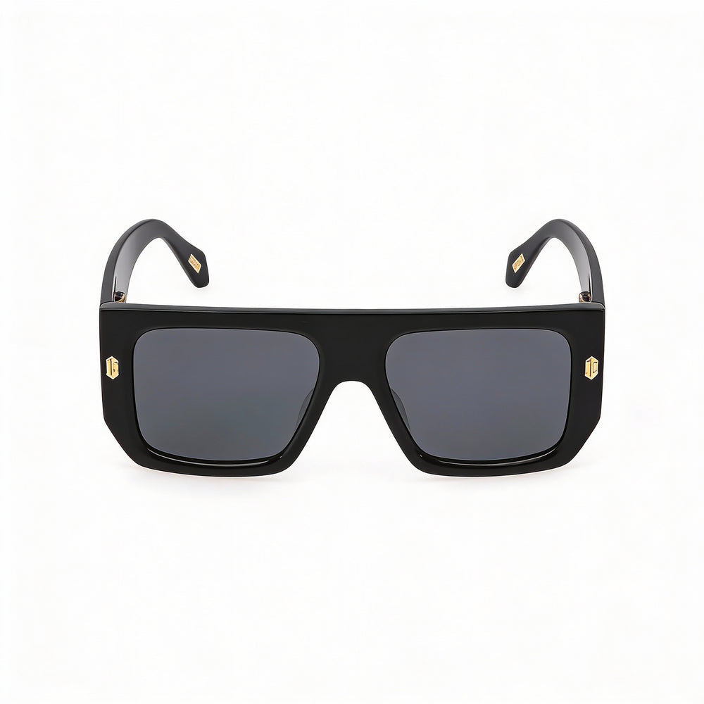 Just Cavalli SJC022 Women's Aviator Shiny Black Frame Smoke Mirror Silver Lens UV Protected Sunglasses 56mm