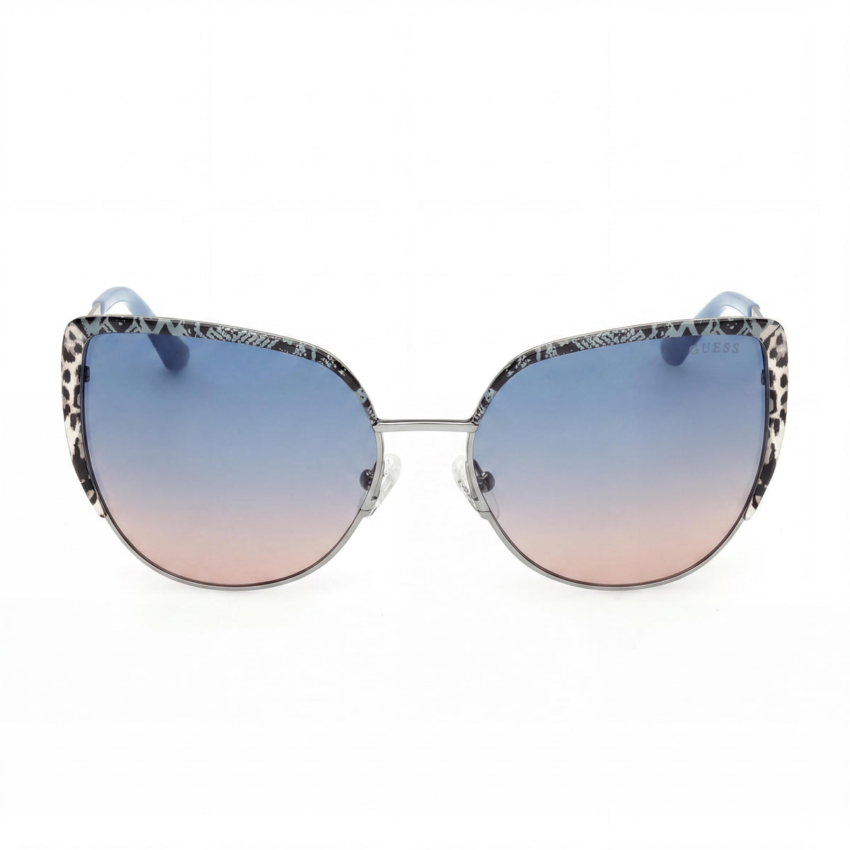 GUESS Casual Women's Metal Frame Non-Polarized Sunglasses, Shiny Light Ruthenium Frame, Shiny Light Nickeltin Lens, 59mm, Photo 2