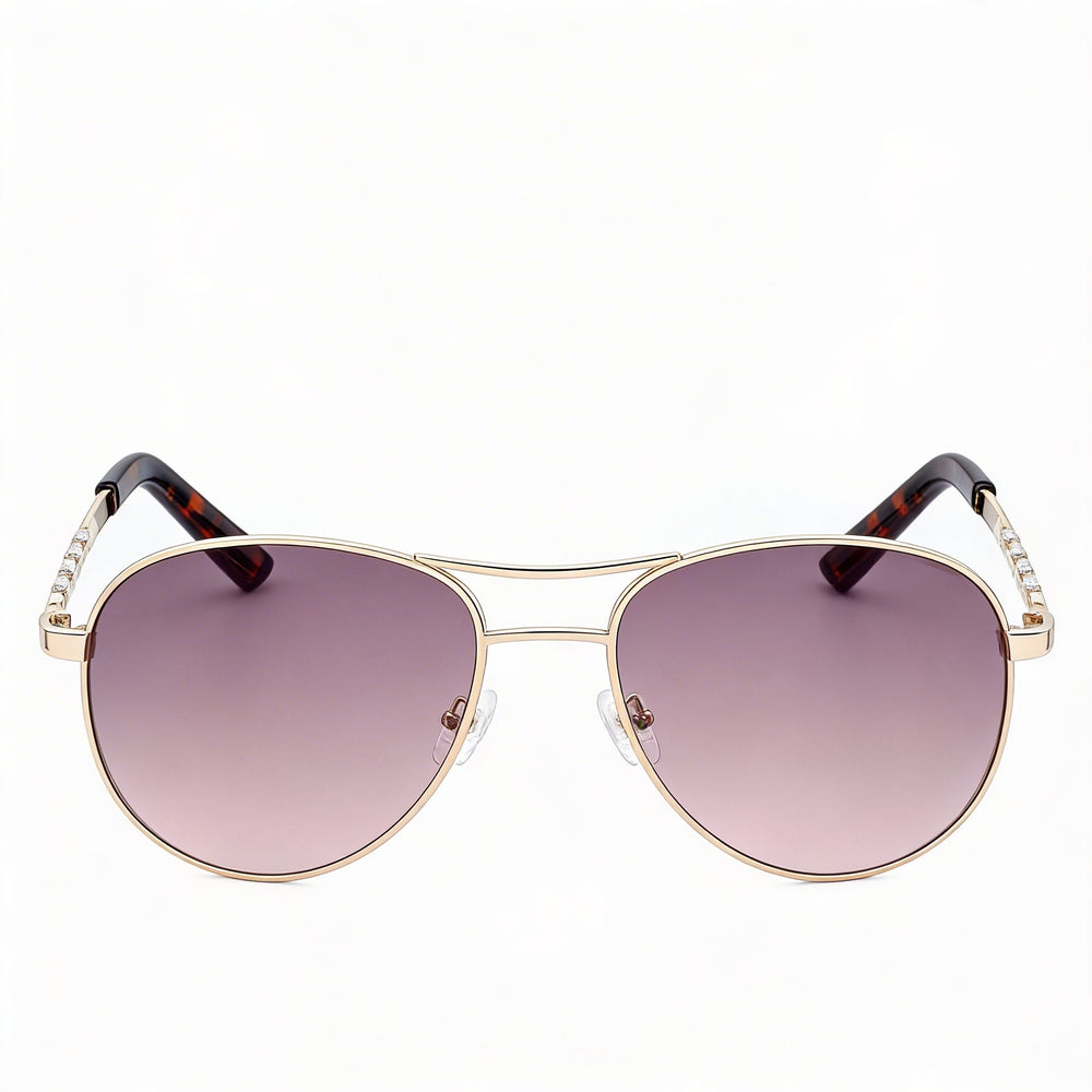 GUESS Women's Multicoloured Metal Frame Brown Lens Non-Polarized 100% UV Protection Sunglasses 61mm